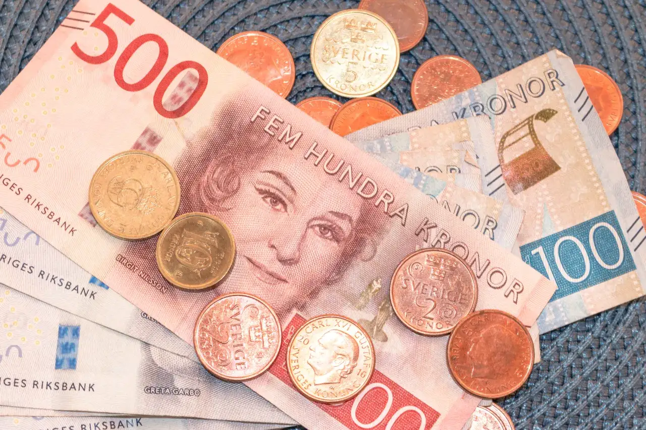 banknoty i monety korony szwedzkie