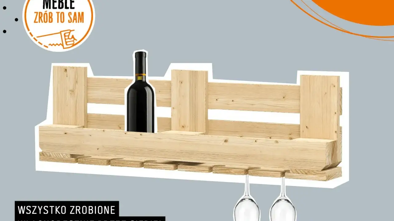 P&oacute;łka na wino z palety DIY, instrukcja krok po kroku
