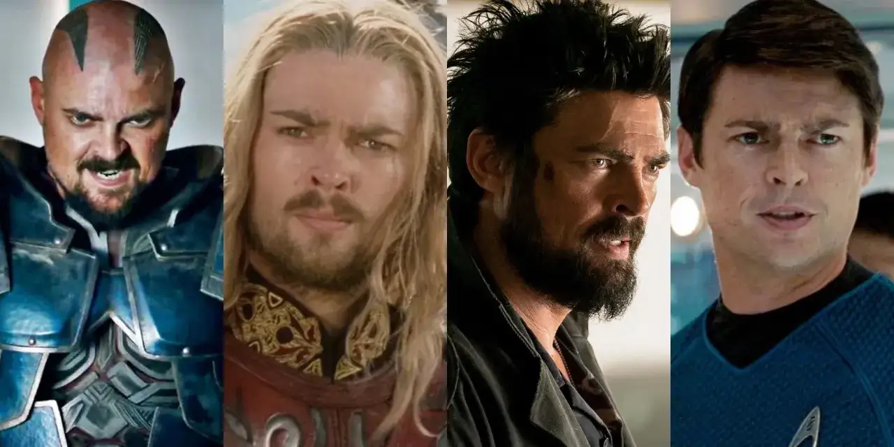 Karl Urban in verschiedenen Rollen: Skurge in Thor: Tag der Entscheidung, &Eacute;omer in Der Herr der Ringe, Billy Butcher in The Boys und Leonard McCoy in Star Trek.