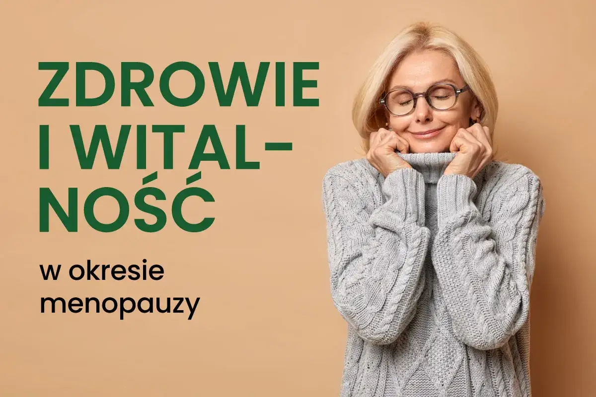 Zdrowie i witalność w okresie menopauzy. Uśmiechnięta kobieta w swetrze, czuje się komfortowo.