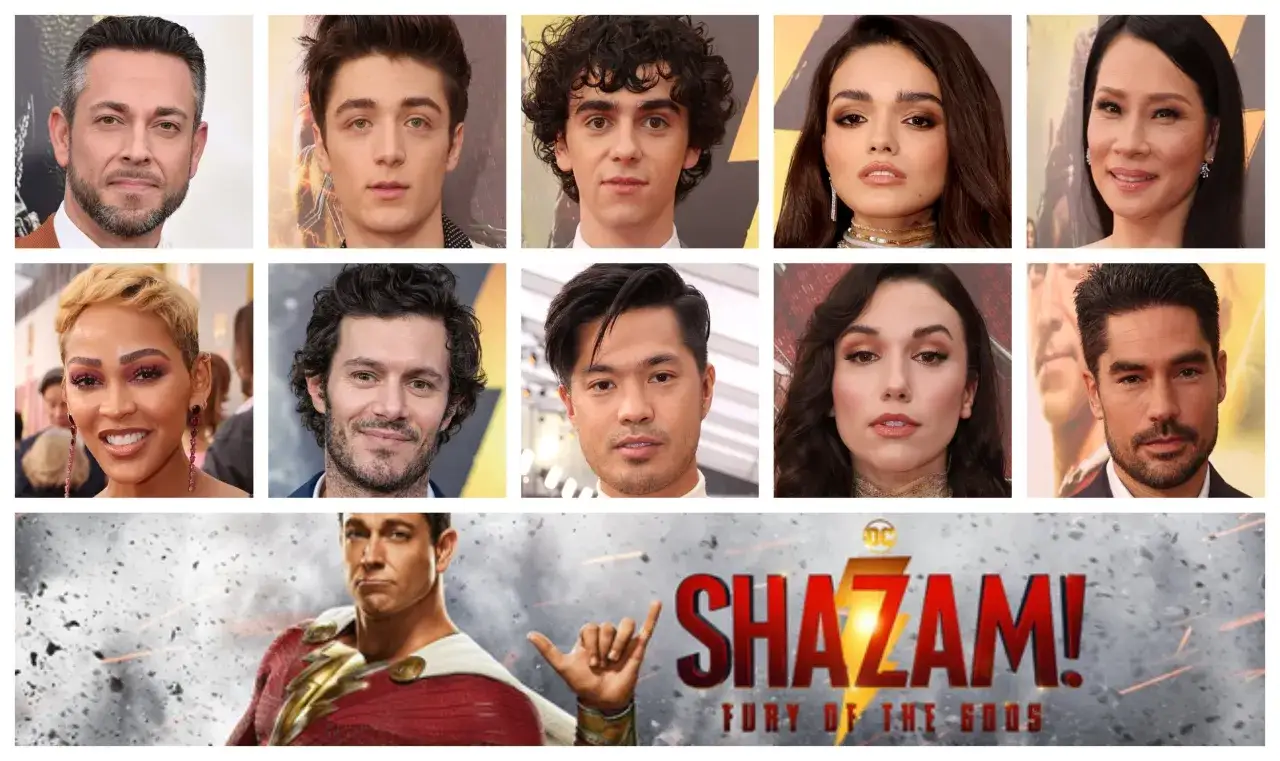 Shazam! Gniew bogów obsada: Zachary Levi, Asher Angel, Jack Dylan Grazer, Rachel Zegler, Lucy Liu, Meagan Good, Adam Brody, Ross Butler, Grace Caroline Currey, Ian Chen, Faithe Herman, Djimon Hounsou.