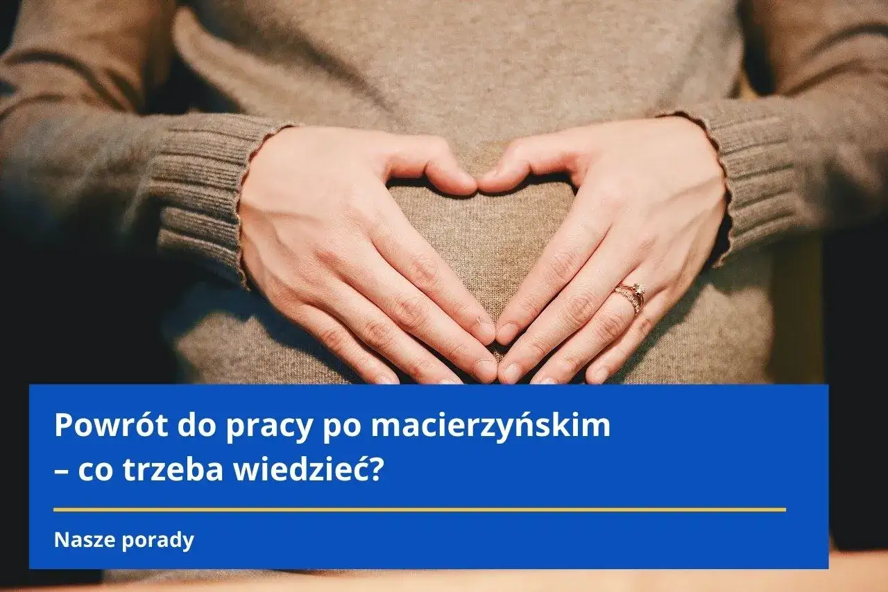 Dłonie tworzą serce na brzuchu, symbolizując powrót do pracy po macierzyńskim. Porady dla mam.