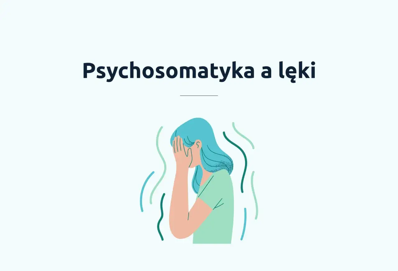 Ilustracja przedstawia osobę z rękami na twarzy, symbolizującą stres i niepokój. Dowiedz się, jak zlikwidować objawy somatyczne.