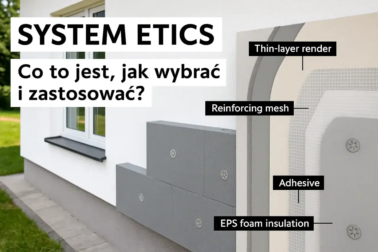System ETICS: jaki tynk na elewację ze styropianu? Detalowa warstwowa budowa izolacji z siatką zbrojącą i styropianem EPS.