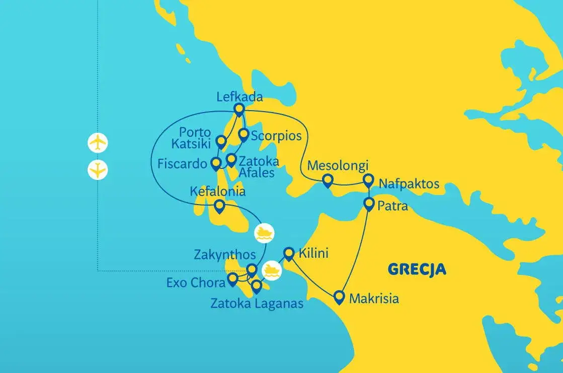 Mapa lot&oacute;w Polska Zakynthos