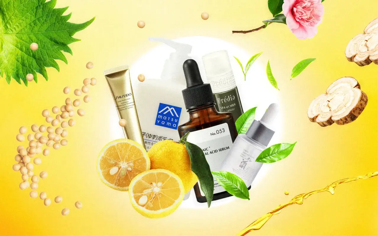 Japansk sk&ouml;nhet med hudv&aring;rdsprodukter, citron, teblad och kamelia. Naturliga ingredienser f&ouml;r din j beauty-rutin.
