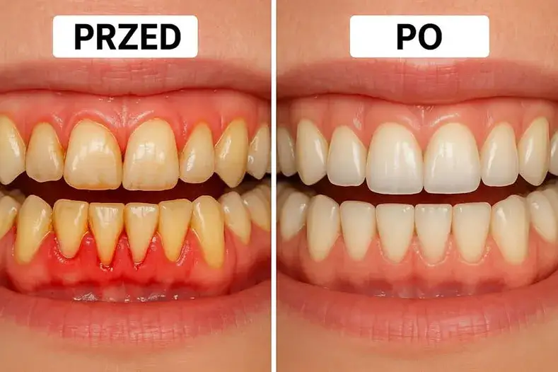 paradontoza porównanie zdrowych i chorych dziąseł