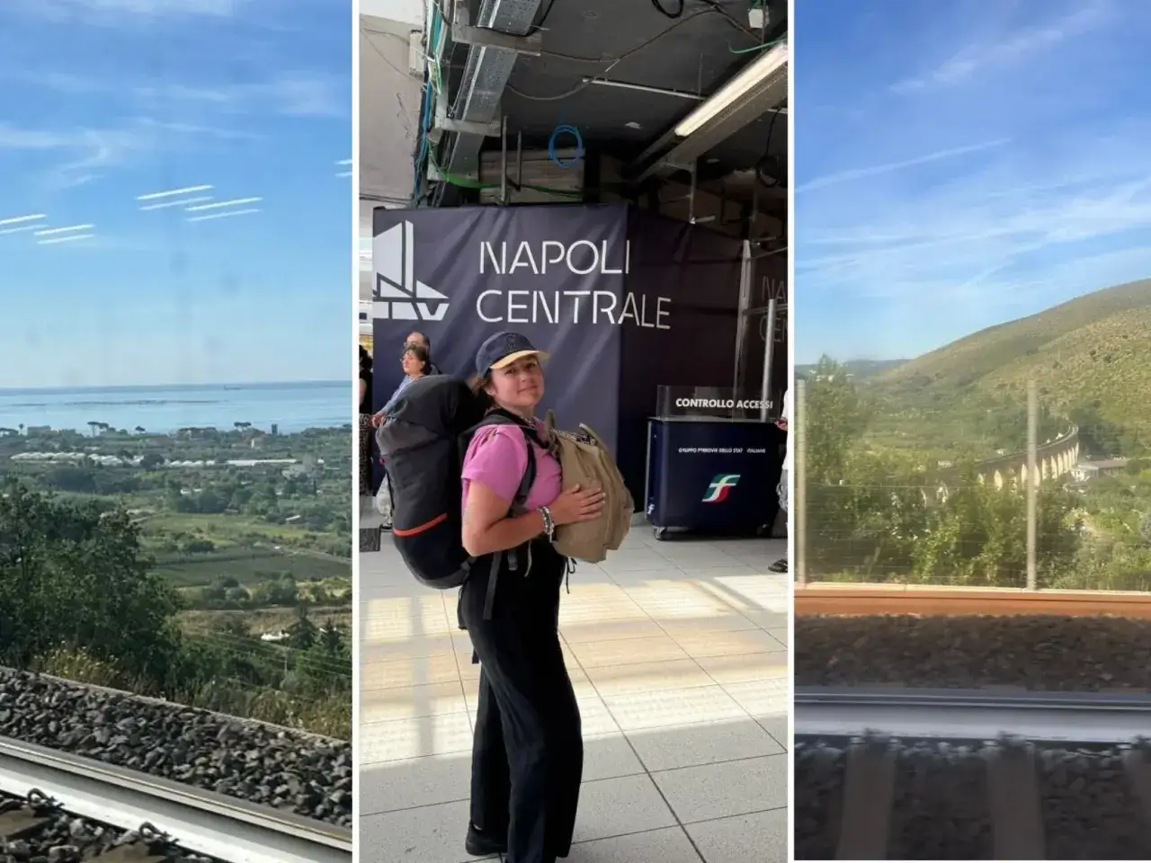 Gotowa na pociąg do Rzymu! Widok z okna i stacja Napoli Centrale.