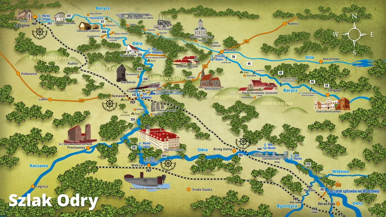 mapa tras kajakowych Dolny Śląsk