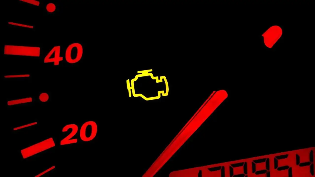 Spia gialla motore accesa sul cruscotto, un segnale che l'ecu automotive potrebbe aver rilevato un problema.