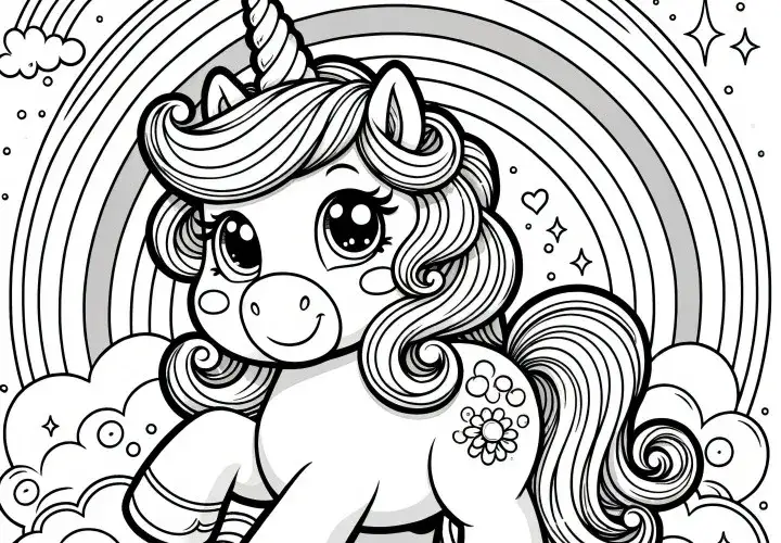 einhorn zeichnung ausmalen bunte farben pastell regenbogen
