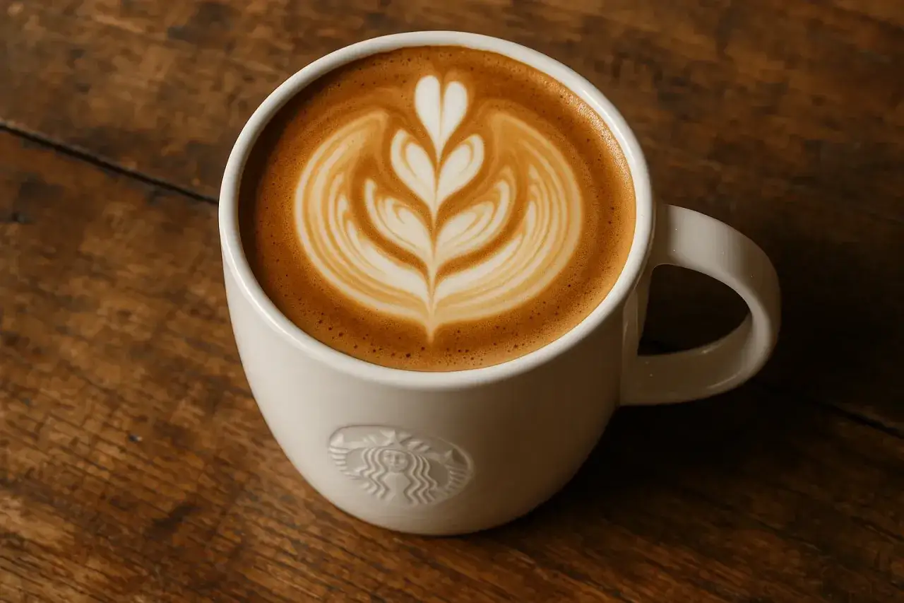 Kawa cappuccino z pięknym latte art. Pyszny napój, który nie musi mieć wielu kcal.