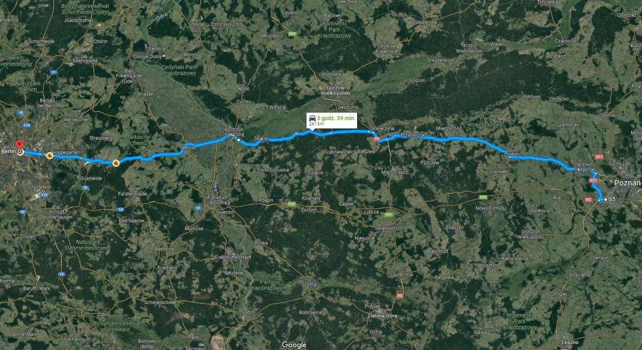 Autostrada A2 Poznań Świecko mapa opłat