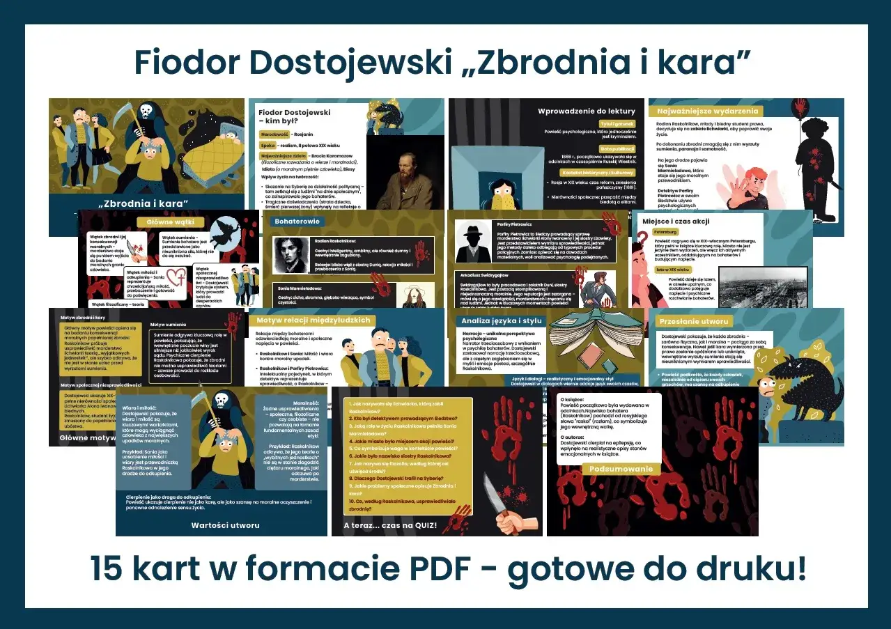 Fiodor Dostojewski „Zbrodnia i kara”: bohaterowie, motywy, analiza języka i stylu. Eudoksja Romanowna doceniłaby tę prezentację.