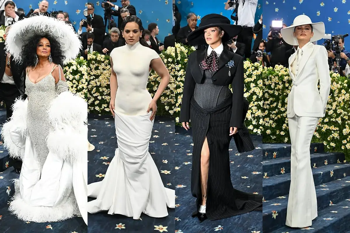 Cuatro mujeres deslumbran en la alfombra con atuendos espectaculares, cada una interpretando el **met gala theme** con un estilo &uacute;nico y audaz.
