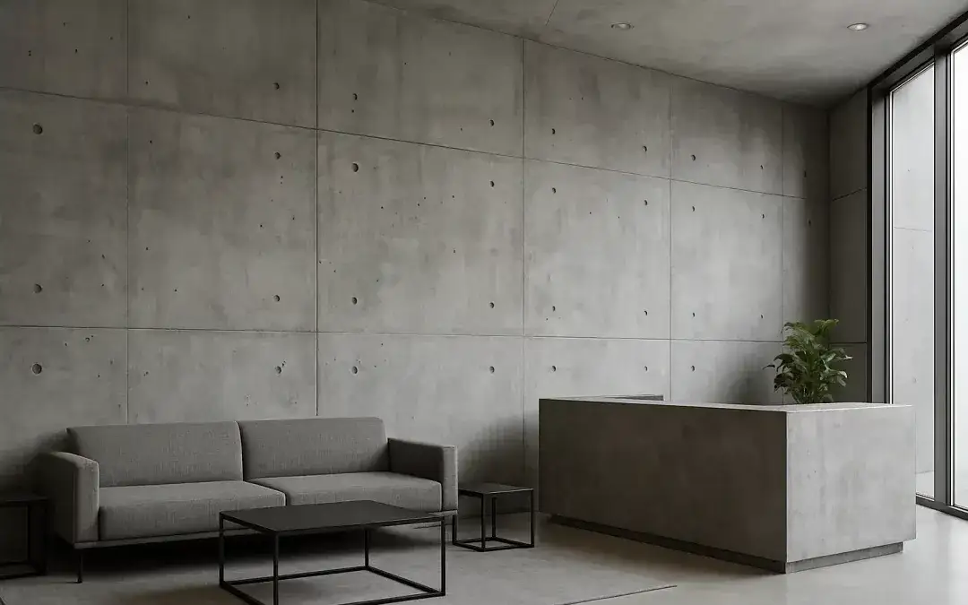 farba o efekcie betonu vs beton architektoniczny na ścianie por&oacute;wnanie