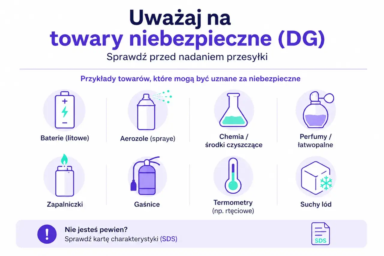 Poczta Polska: czego nie wolno wysyłać za granicę? Uważaj na baterie, aerozole, chemię, perfumy, zapalniczki, gaśnice, termometry i suchy l&oacute;d.