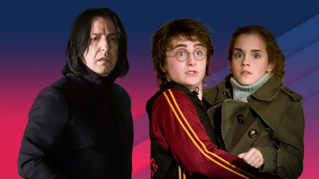 Harry Potter i Książę Półkrwi: obsada - Snape, Harry i Hermiona w zaskoczonych minach.