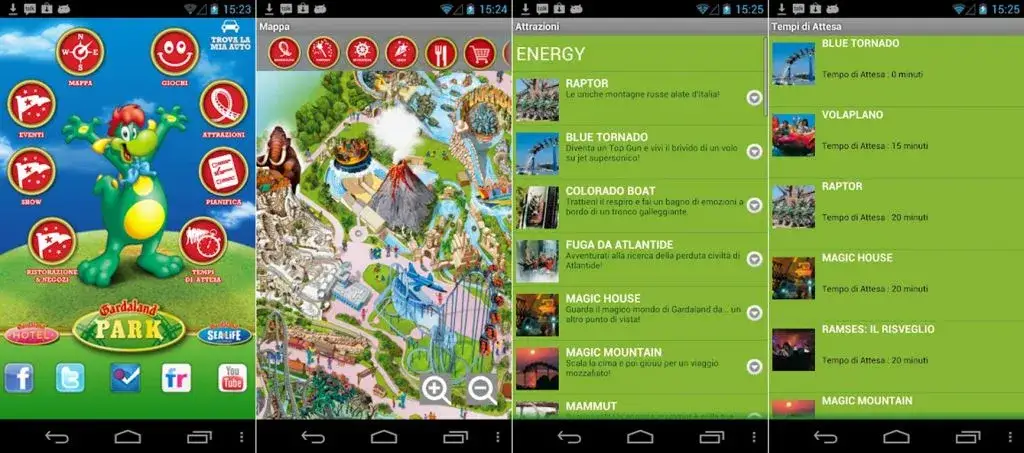 App Gardaland schermata attrazioni