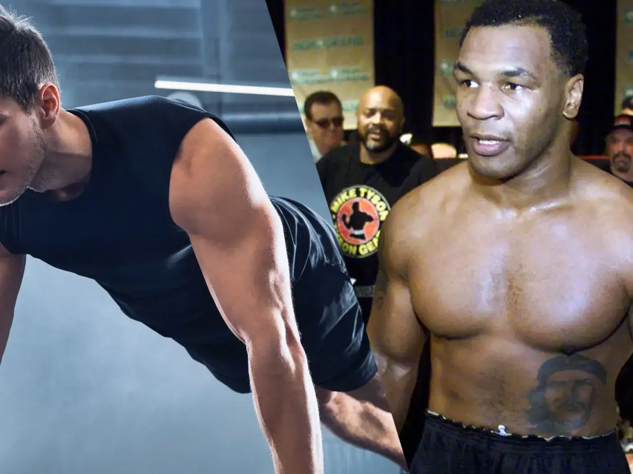 A man does push-ups, inspired by the legendary Mike Tyson. Discover the incredible mike tyson push ups benefits for strength and conditioning.