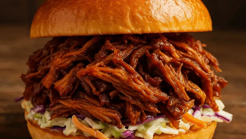 Szarpana wieprzowina w bułce z sosem BBQ