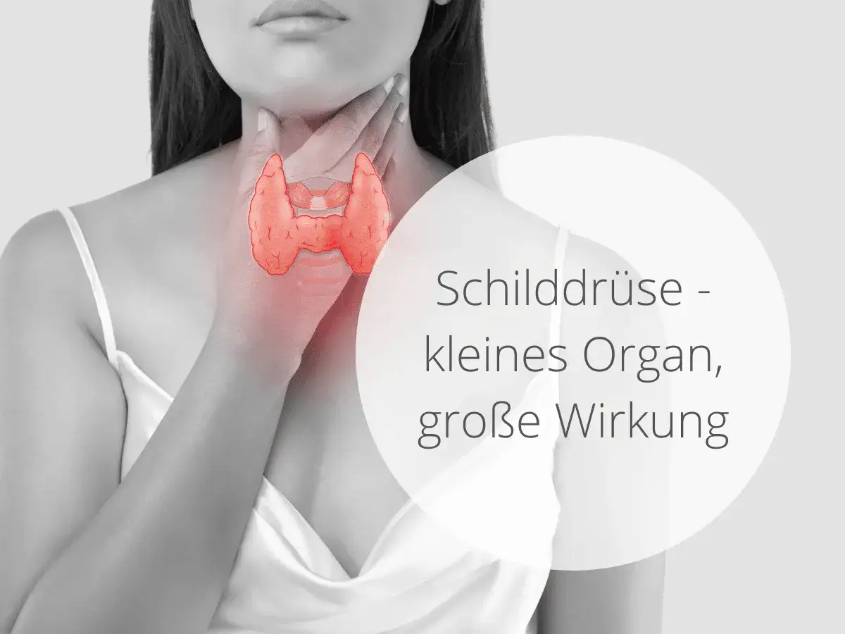 Frau mit Kinnhaaren und Schilddrüsen-Grafik