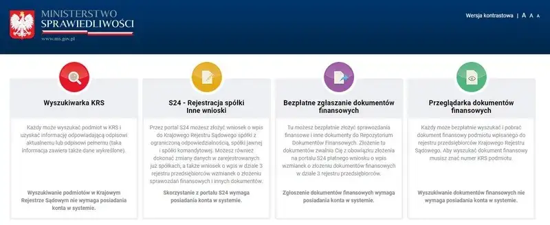 Przeglądarka e-KRS Ministerstwa Sprawiedliwości