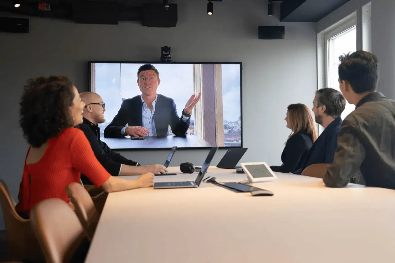M&ouml;tesdeltagare diskuterar vad som menas med h&aring;llbarhet under ett videom&ouml;te.