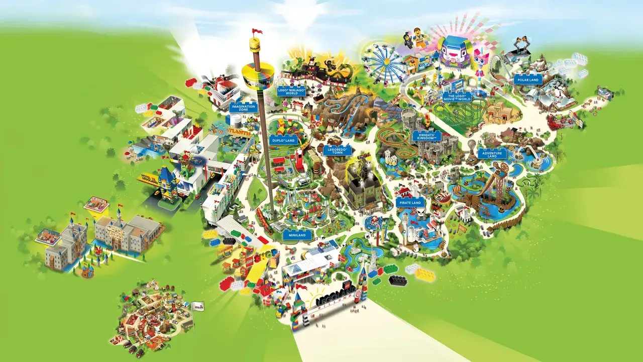 Legoland Billund &Uuml;bersichtskarte oder verschiedene Themenwelten