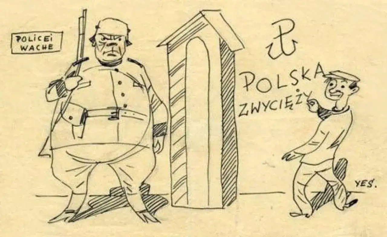 Gruby strażnik przy budce 