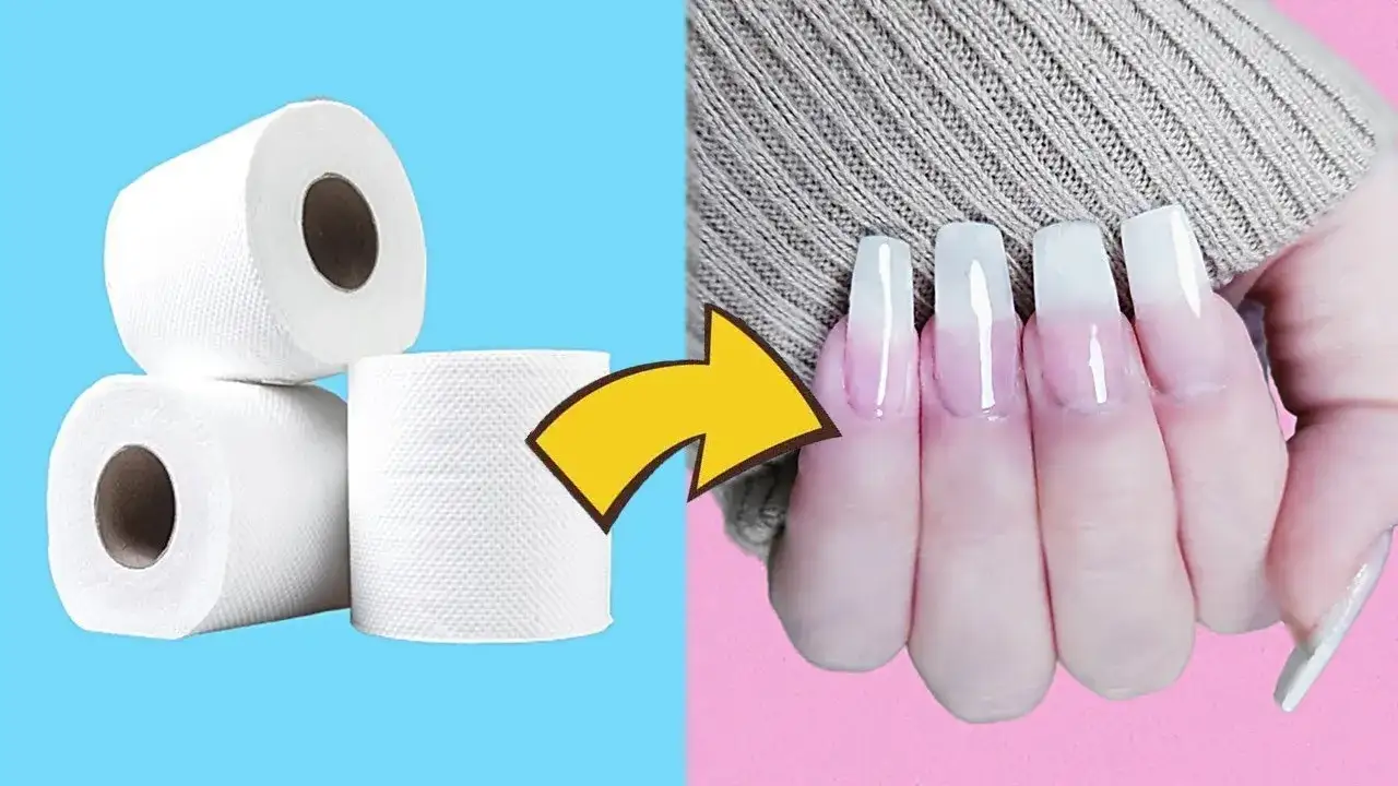 paznokcie z papieru toaletowego DIY