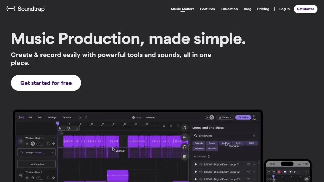 Soundtrap: Ein beat programm für einfache Musikproduktion. Erstelle und nimm Musik mit leistungsstarken Tools auf.
