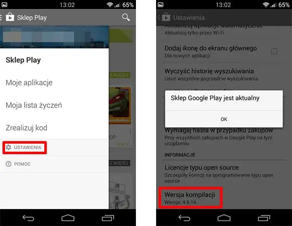 sklep Google Play aktualizacja aplikacji przeglądarki