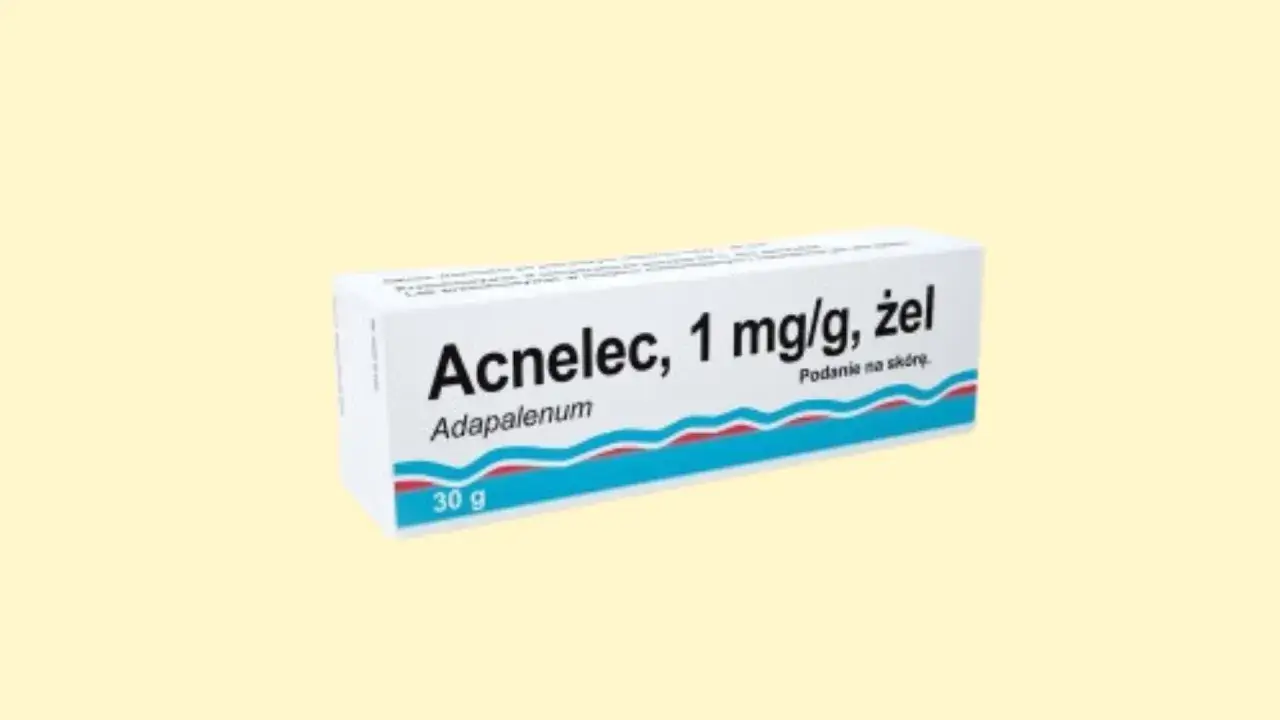 Opakowanie żelu Acnelec z adapalenem, 1 mg/g, 30 g, do stosowania na skórę.
