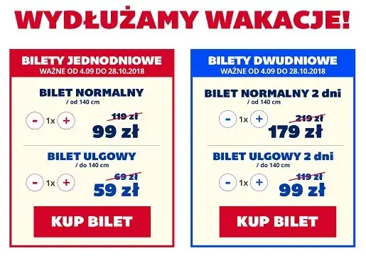 Por&oacute;wnanie cen bilet&oacute;w Energylandia online vs na miejscu