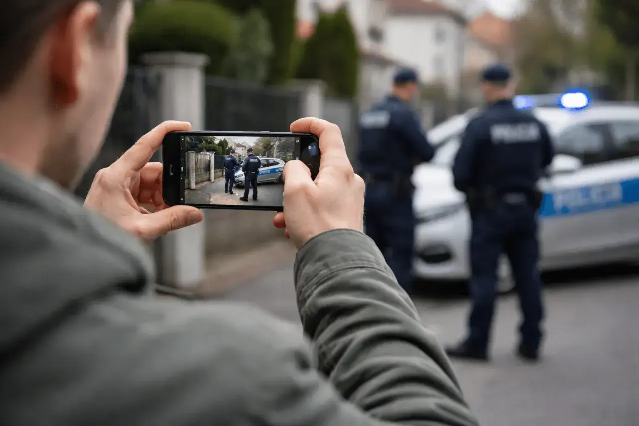 Osoba nagrywa telefonem policjantów przy radiowozie. Czy policja może namierzyć telefon po numerze telefonu?