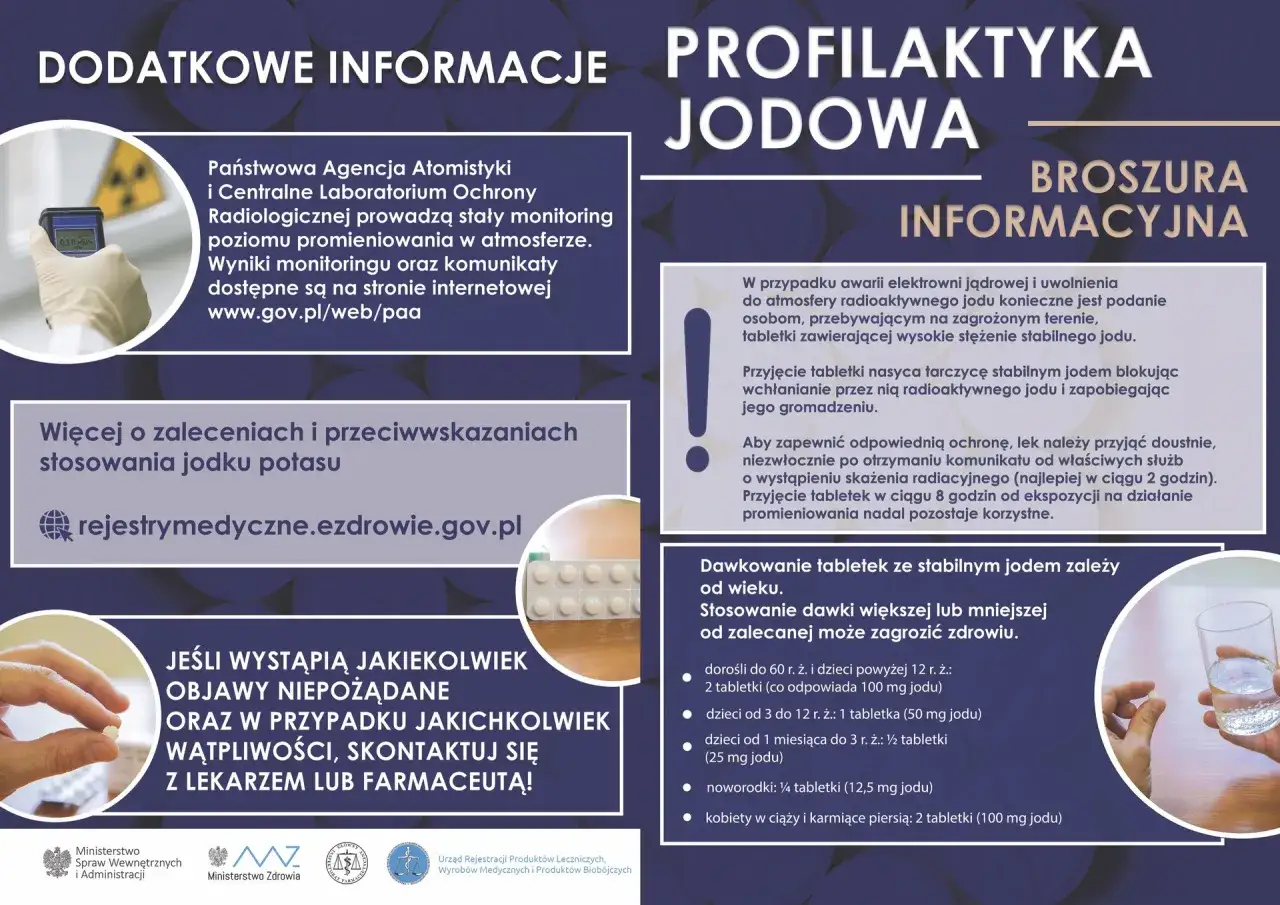 Profilaktyka jodotowa: jodek potasu na co? W przypadku awarii jądrowej podaje się tabletki ze stabilnym jodem, by chronić tarczycę.