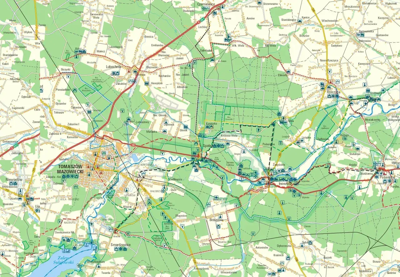 Mapa tras rowerowych Spała