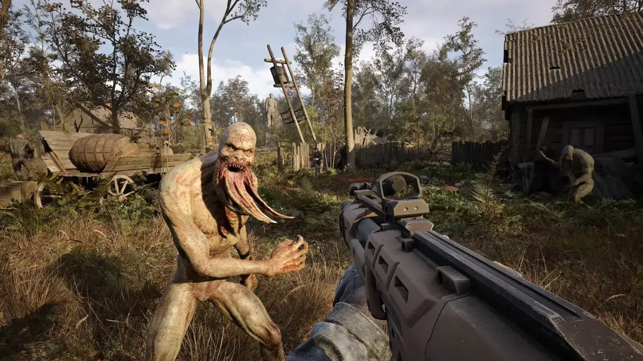 Potw&oacute;r z gry S.T.A.L.K.E.R. 2: Heart of Chornobyl, kt&oacute;ry można zdobyć dzięki **stalker 2 game pass**, atakuje gracza.