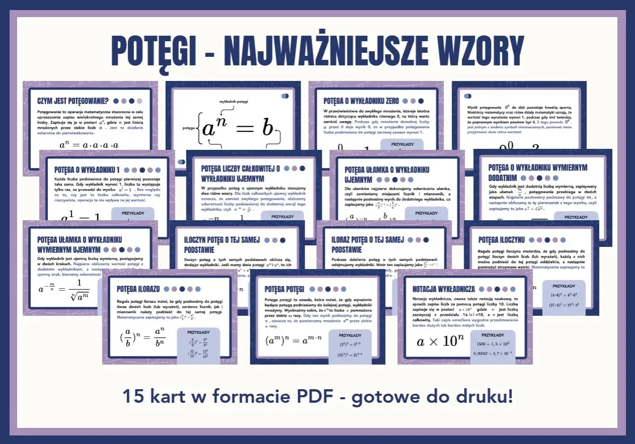 Wzory potęg i ich zastosowania, aby zapisać w postaci jednej potęgi.
