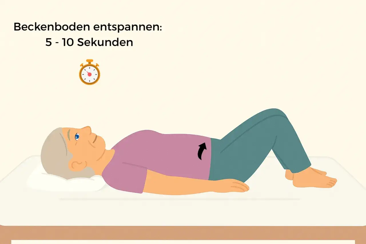 Person macht Beckenboden&uuml;bungen falsch, z.B. Bauch anspannen
