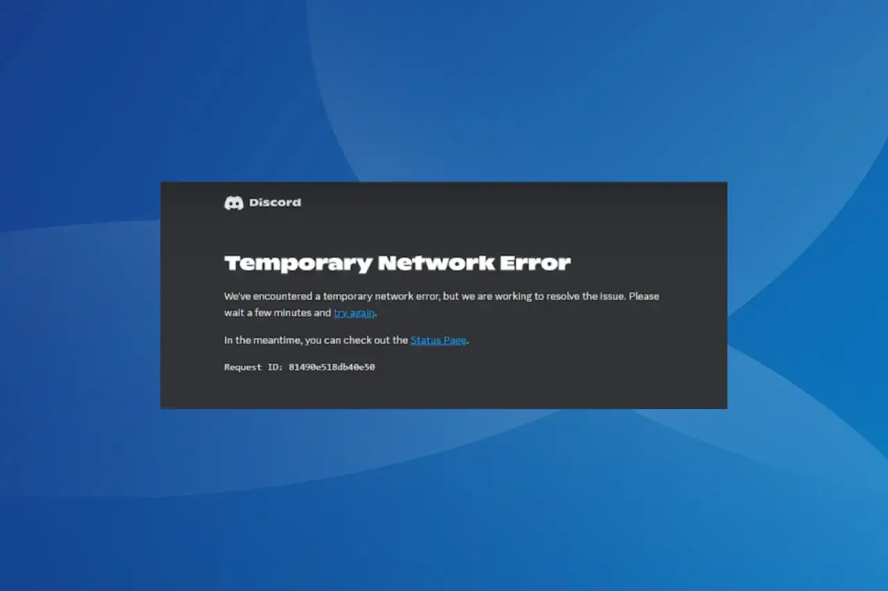 Komunikat błędu Discord: