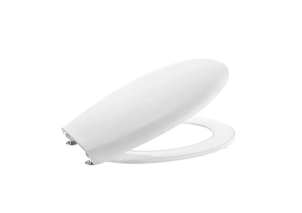 Tapa de WC Roca amortiguada, lista para desmontar. Dise&ntilde;o blanco y moderno.