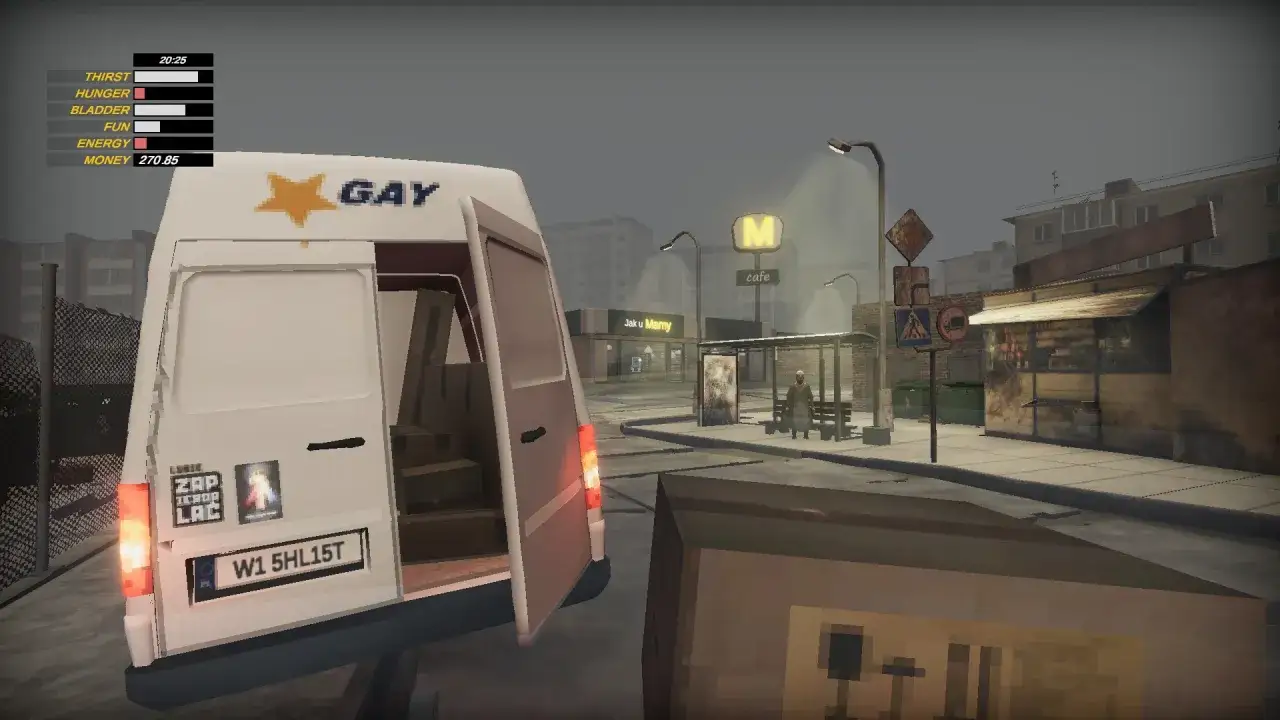 Symulator kuriera: biały van z napisem 
