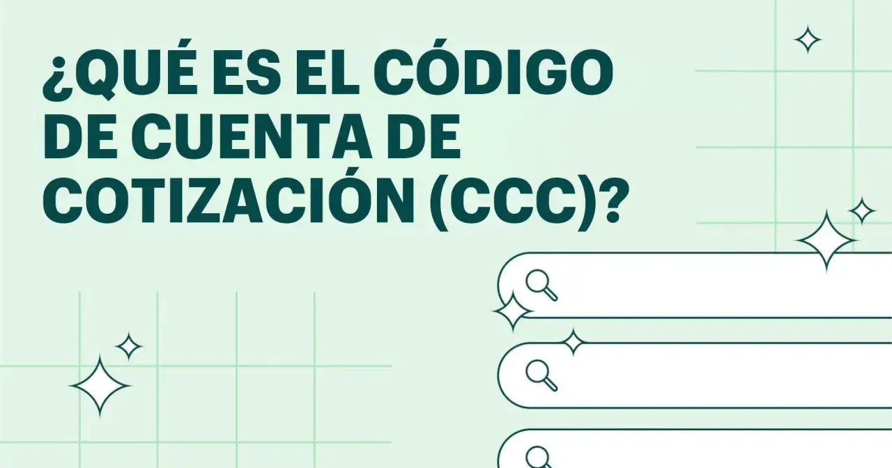 ¿Qué es el Código de Cuenta de Cotización (CCC) de una empresa? Ilustración con elementos gráficos y campos de búsqueda.