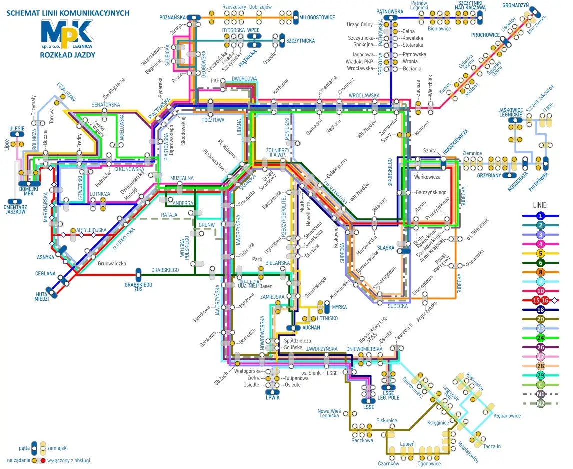 Mapa Dworca Autobusowego Legnica z zaznaczonym przystankiem Flixbus