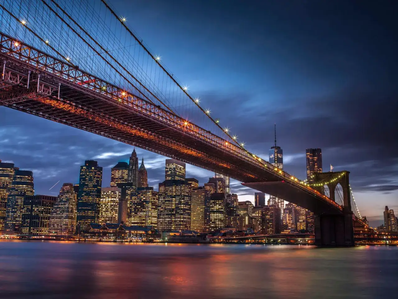 Skyline di Manhattan dal Brooklyn Bridge Park