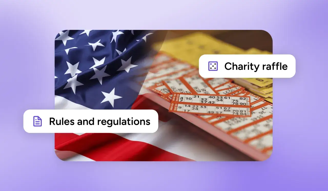 American flag overlaying bingo cards. Text reads