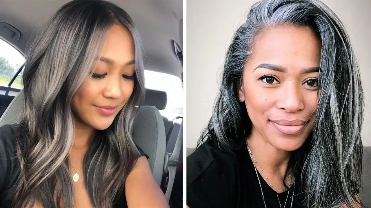 Dos mujeres muestran su pelo con canas y mechas, un estilo moderno y elegante que realza su belleza natural.