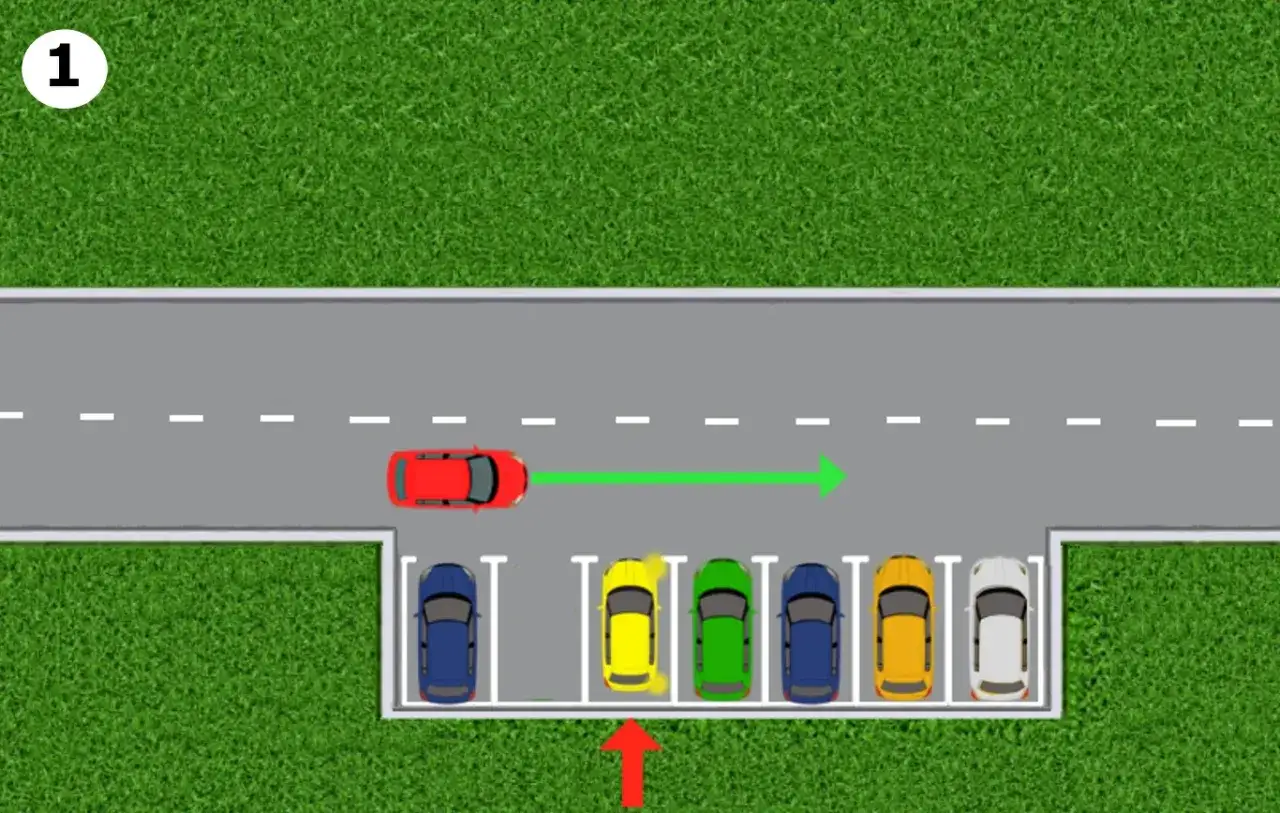 Czerwony samoch&oacute;d wyjeżdża z parkingu. Kto ma pierwszeństwo? Ten, kto wyjeżdża, czy ten, kto wjeżdża?